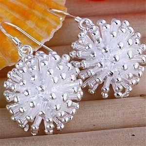 Silver Plated Big Dandelion Dangle Earrings